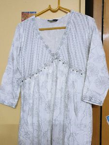 White Floral Kurta