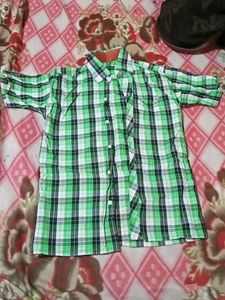 Boys Green Checked Shirt