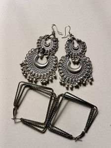 Silver Crescent Moon Earrings