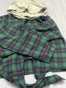 Plaid Hoodie Crop Top