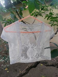 Sheer White Crop Shrug