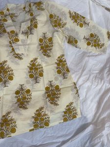 Floral Yellow Short Kurti/Top