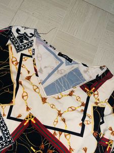 Shein Patterned V-Neck Blouse