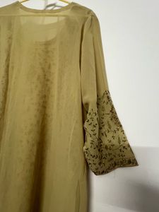 Embroidered Olive Kurti With Dupatta &amp; Salwar
