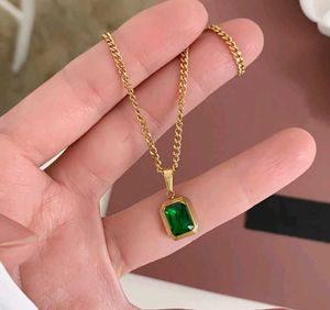Green Emerald Stone Necklace