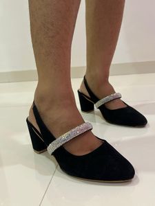 Black Block Heel Slingbacks