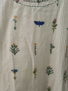 Off White Nature Printed Kurta