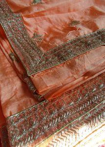 Elegant Orange Embroidered Saree