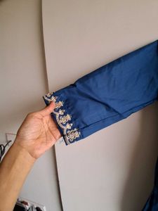 Elegant Blue Embroidered Kurta Set with dupatta