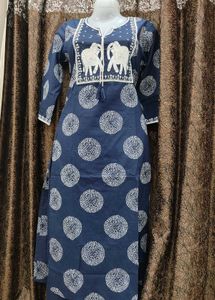 Elegant Blue Printed Kurta Set