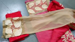 unstitched Elegant Red Kurta with plazo n aster