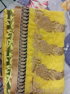Yellow Embroidery Saree