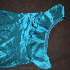 Teal One-Shoulder Ruffle Dress