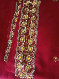 Red Georgette Saree with Heavy Gold Sequence