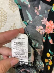 Floral Black Frock For 8-10 Year Old Girls