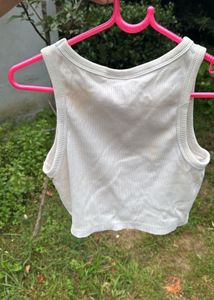 White Ribbed Tank Top