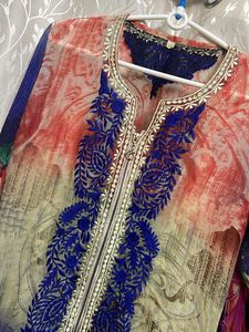 Georgette Printed Embroidered Kurti
