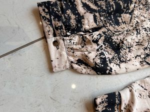 Patterned Tie-Front Blouse