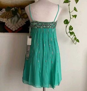 Teal Embellished Party Dress
