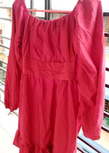 A Beautiful  Maroon Dress With Back Tiers
