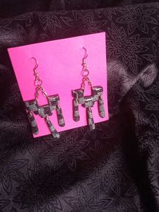 Handmade Pixelated H Earrings
