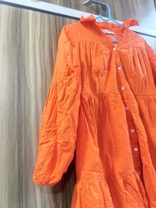 Orange Babydoll Mini Dress