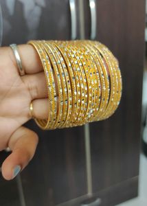 Metal Golden Bangles Set Of 20 Pcs