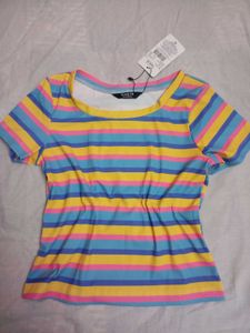 SHEIN BRAND Striped Ribbed Tshirt