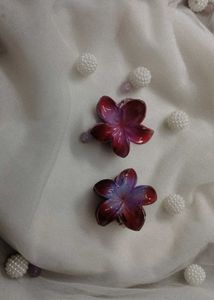 Red And Purple Flower Hair Clips- 1pc