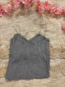 Gray Ribbed Tank Top