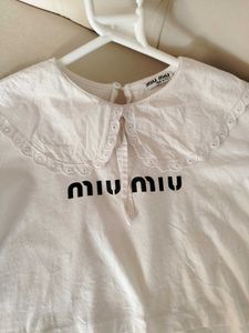 MiuMiu Croped Blouse With Printed Log