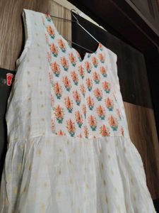 Tiered White Print Dress