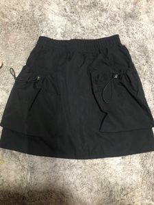 Black Pocketed Mini Skirt