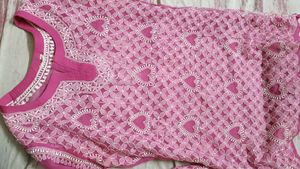Pink Original Lukhnavi Embroidered Kurti