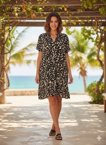 H&M Animal Print V-Neck Mini Dress