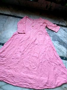 Pink Kurti with Silver Accents