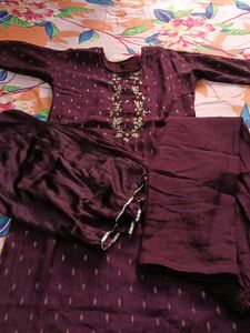 Wine Colour Kurta Set