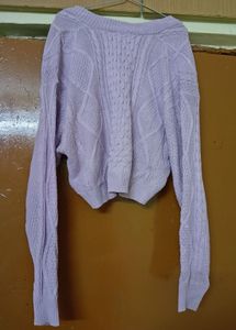 Korean Lavender Cropped Sweater