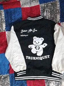 TNRT Bear Varsity Jacket Man And Woman Both Wear