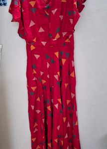 Red Color Party Wear Gown New Condition