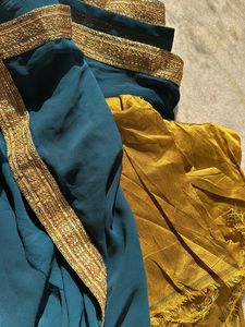 Teal Saree With Unstitched Blouse