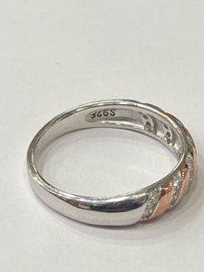925 Rose Gold &amp; Silver Twisted AD Ring