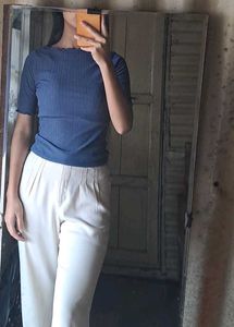 White Pleated Top with Ruffle Sleeves