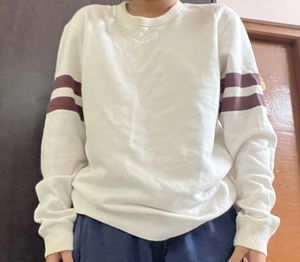 White  Unisex Sweatshirt With Brown Strips