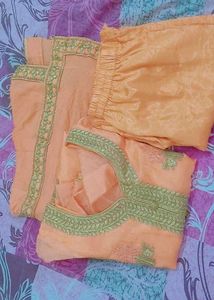 Beautiful Peach 🍑 Colour Kurta Pant Set