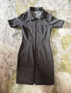 Knee-Length Grey Denim One-Piece (Worn Twice)