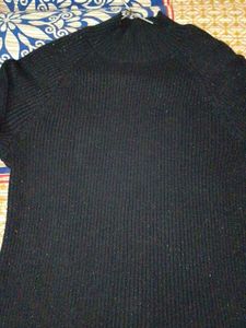 Black Full Sleeves Shimmer Sweater For Women