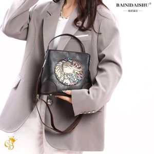 Embroidered Leather Handbag