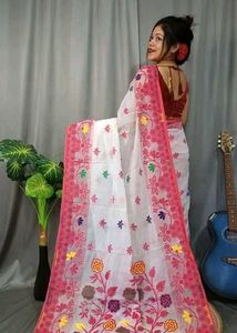 Banalata Flower Cotton Silk Dhakai Jamdani Saree..