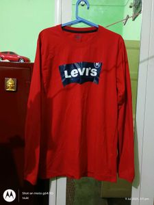 Levi's relaxed fit full sleeves red tshirt unisex